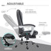 Image of a Light Grey Linen Vinsetto 6 Point Heated Massage Office Chair With Footrest, Swivel Wheels, Reclining Backrest, Padded Arms. Suitable For Home Office and Office