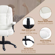 Image of a 6 Point Massage Executive Office Chair Finished in a White Boucle Material For Added Comfort.