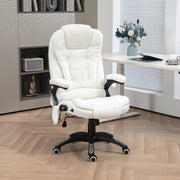 Image of a 6 Point Massage Executive Office Chair Finished in a White Boucle Material For Added Comfort.