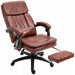 Image of a Vintage Brown PU Leather Executive Office Chair With Footrest, 7 Point Massage, Heating, Swivel Wheels, Padded Arms, Reclining Backrest For Home Office.