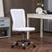 Image of a White Vinsetto Armless Desk Chair With Wheels For Home Office.