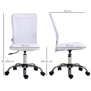 Image of a White Vinsetto Armless Desk Chair With Wheels For Home Office.
