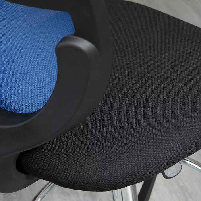 Image of a blue and black Vinsetto Armless Drafting Chair With Wheels For Home Office Ideal for Standing Desks.