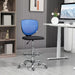 Image of a blue and black Vinsetto Armless Drafting Chair With Wheels For Home Office Ideal for Standing Desks.