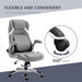 Image of a Grey Linen Vinsetto Ergonomic Desk Chair With Lumbar Support, Swivel Wheels, Lift Up Arms, Adjustable Height For Home Office.