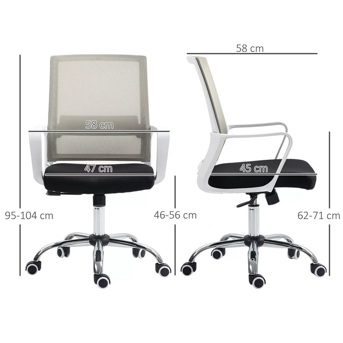 Image of a black Vinsetto Ergonomic Mesh Back Office Chair With Arms and Wheels Adjustable Height For Home Office.