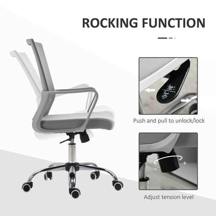 Image of a Grey Vinsetto Ergonomic Mesh Back Office Chair With Arms and Wheels Adjustable Height For Home Office.