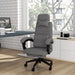 Image of a Grey Fabric Vinsetto Ergonomic Office Chair With Footrest, removable Neck and Back Pillows, Adjustable Height, Reclining Backrest, Swivel Wheels For Home Office.