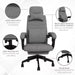 Image of a Grey Fabric Vinsetto Ergonomic Office Chair With Footrest, removable Neck and Back Pillows, Adjustable Height, Reclining Backrest, Swivel Wheels For Home Office.