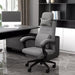 Image of a Grey Fabric Vinsetto Ergonomic Office Chair With Footrest, removable Neck and Back Pillows, Adjustable Height, Reclining Backrest, Swivel Wheels For Home Office.