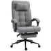 Image of a Grey Vinsetto Executive Office Chair With Foot Rest, Neck Pillow, Padded Arm Rests, Swivel Wheels, Adjustable Height and Tilt. Suitable for Home or Office.