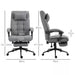 Image of a Grey Vinsetto Executive Office Chair With Foot Rest, Neck Pillow, Padded Arm Rests, Swivel Wheels, Adjustable Height and Tilt. Suitable for Home or Office.