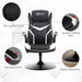 Image of a Vinsetto Gamer Chair Without Wheels on a Pedestal Base With Lift Up Arms, Reclining, Height Adjustment Finished in Black PU Leather With White Accents.