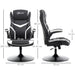 Image of a Vinsetto Gamer Chair Without Wheels on a Pedestal Base With Lift Up Arms, Reclining, Height Adjustment Finished in Black PU Leather With White Accents.