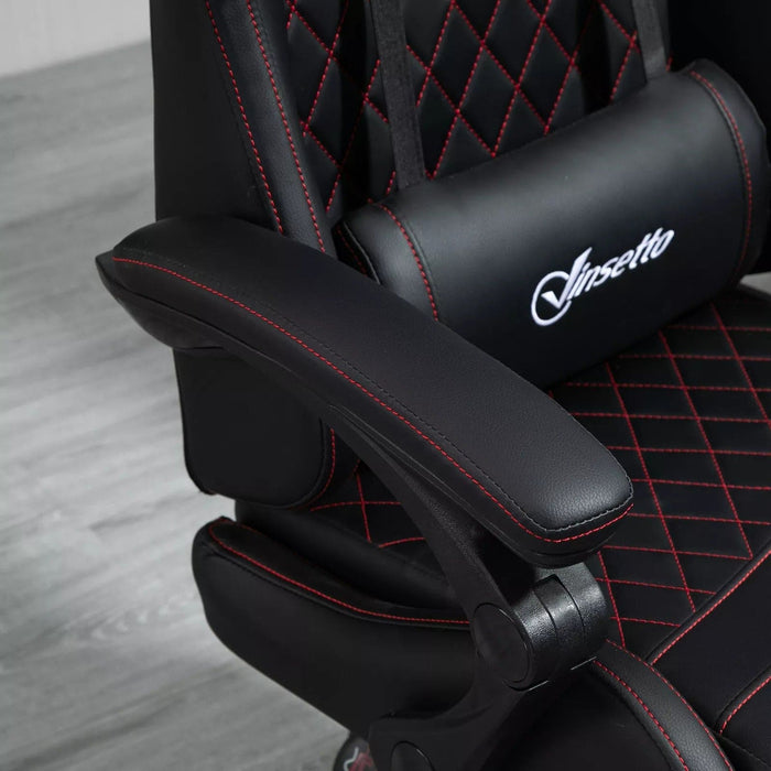 Image of a Black Vinsetto Gaming Chair With Lumbar Support and Footrest