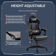Image of a Black Vinsetto Gaming Chair With Lumbar Support and Footrest