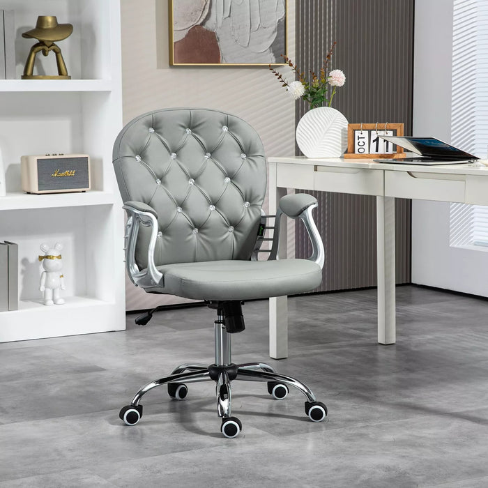 Image of a Vinsetto Grey Diamante Modern Office Chair With Wheels and Arms For Home Office 