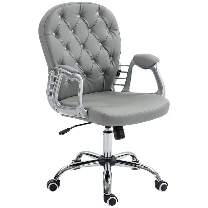 Image of a Vinsetto Grey Diamante Modern Office Chair With Wheels and Arms For Home Office 