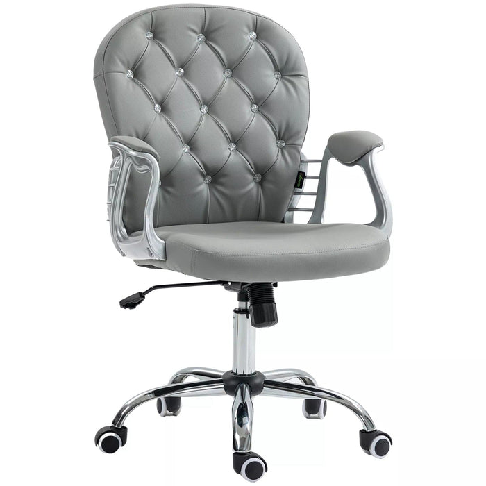 Image of a Vinsetto Grey Diamante Modern Office Chair With Wheels and Arms For Home Office 