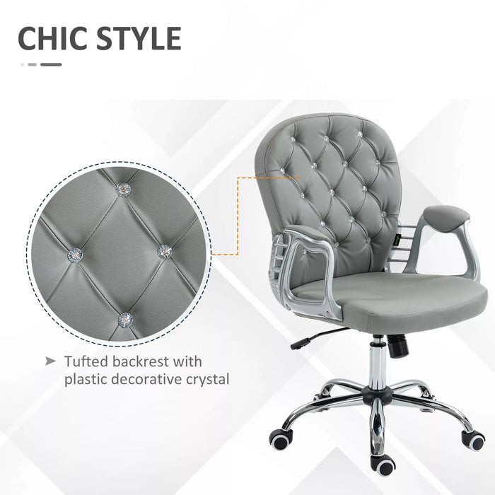 Image of a Vinsetto Grey Diamante Modern Office Chair With Wheels and Arms For Home Office 