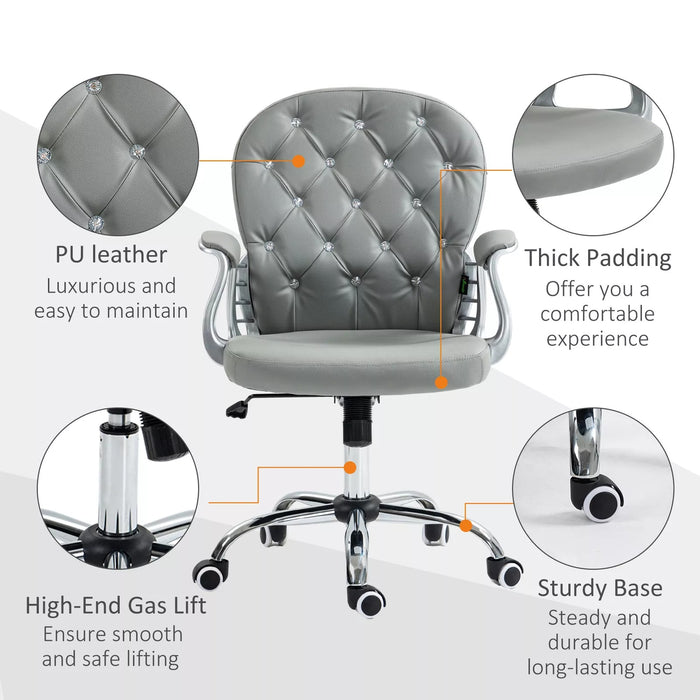 Image of a Vinsetto Grey Diamante Modern Office Chair With Wheels and Arms For Home Office 