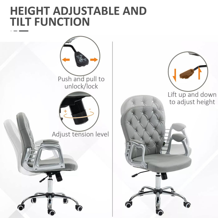 Image of a Vinsetto Grey Diamante Modern Office Chair With Wheels and Arms For Home Office 