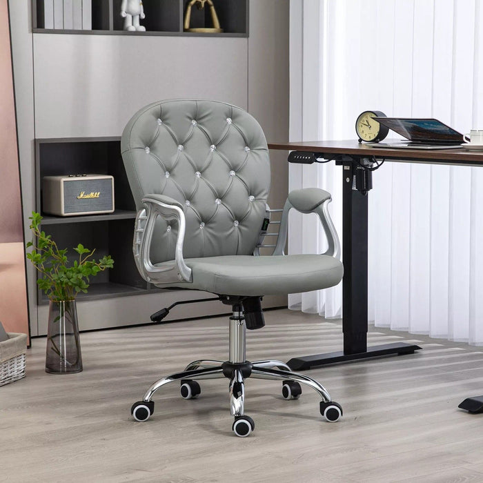 Image of a Vinsetto Grey Diamante Modern Office Chair With Wheels and Arms For Home Office 