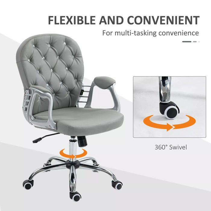 Image of a Vinsetto Grey Diamante Modern Office Chair With Wheels and Arms For Home Office 