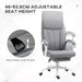 Image of a Vinsetto Grey Fabric Reclining Desk Chair with Extending Foot Rest, Padded Arms, Swivel Wheels, Adjustable Height and Tilt. Suitable for Home  Office or Office.