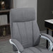 Image of a Vinsetto Grey Fabric Reclining Desk Chair with Extending Foot Rest, Padded Arms, Swivel Wheels, Adjustable Height and Tilt. Suitable for Home  Office or Office.