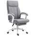 Image of a Vinsetto Grey Fabric Reclining Desk Chair with Extending Foot Rest, Padded Arms, Swivel Wheels, Adjustable Height and Tilt. Suitable for Home  Office or Office.