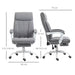 Image of a Vinsetto Grey Fabric Reclining Desk Chair with Extending Foot Rest, Padded Arms, Swivel Wheels, Adjustable Height and Tilt. Suitable for Home  Office or Office.