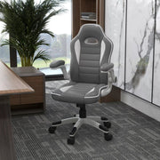 Vinsetto Grey PU Leather Gamer Chair Office Chair Desk Chair With Swivel Wheels Adjustable Arms