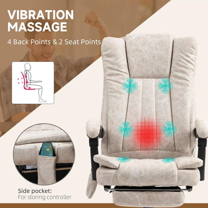 Image of a Vinsetto Heated Massage Computer Chair Cream White