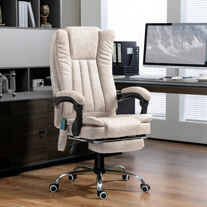 Image of a Vinsetto Heated Massage Computer Chair Cream White