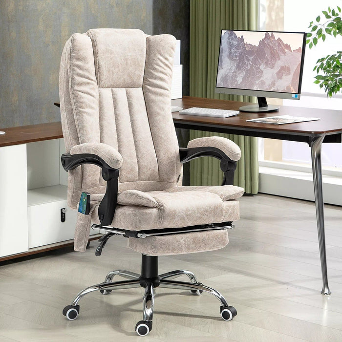 Image of a Vinsetto Heated Massage Computer Chair Cream White