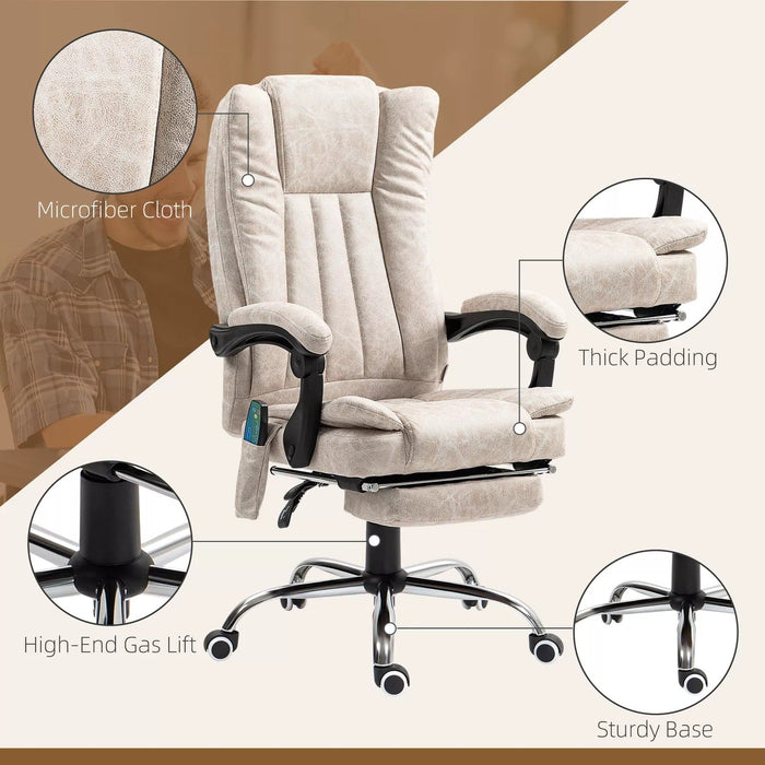 Image of a Vinsetto Heated Massage Computer Chair Cream White