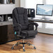 Image of a Vinsetto Heated Massage Office Chair With Footrest, Swivel Wheels and padded armrests. The chair is upholstered in a stylish black microfibre cloth.