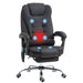 Image of a Vinsetto Heated Massage Office Chair With Footrest, Swivel Wheels and padded armrests. The chair is upholstered in a stylish black microfibre cloth.