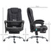 Image of a Vinsetto Heated Massage Office Chair With Footrest, Swivel Wheels and padded armrests. The chair is upholstered in a stylish black microfibre cloth.