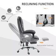 Image of a Dark Grey Vinsetto 6 Point Heated Massage Office Chair With Footrest, Swivel Wheels, Reclining Backrest, Padded Arms. Suitable For Home Office and Office