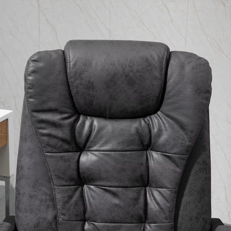 Image of a Dark Grey Vinsetto 6 Point Heated Massage Office Chair With Footrest, Swivel Wheels, Reclining Backrest, Padded Arms. Suitable For Home Office and Office