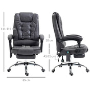 Image of a Dark Grey Vinsetto 6 Point Heated Massage Office Chair With Footrest, Swivel Wheels, Reclining Backrest, Padded Arms. Suitable For Home Office and Office