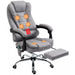 Image of a Light Grey Vinsetto 6 Point Heated Massage Office Chair With Footrest, Swivel Wheels, Reclining Backrest, Padded Arms. Suitable For Home Office and Office