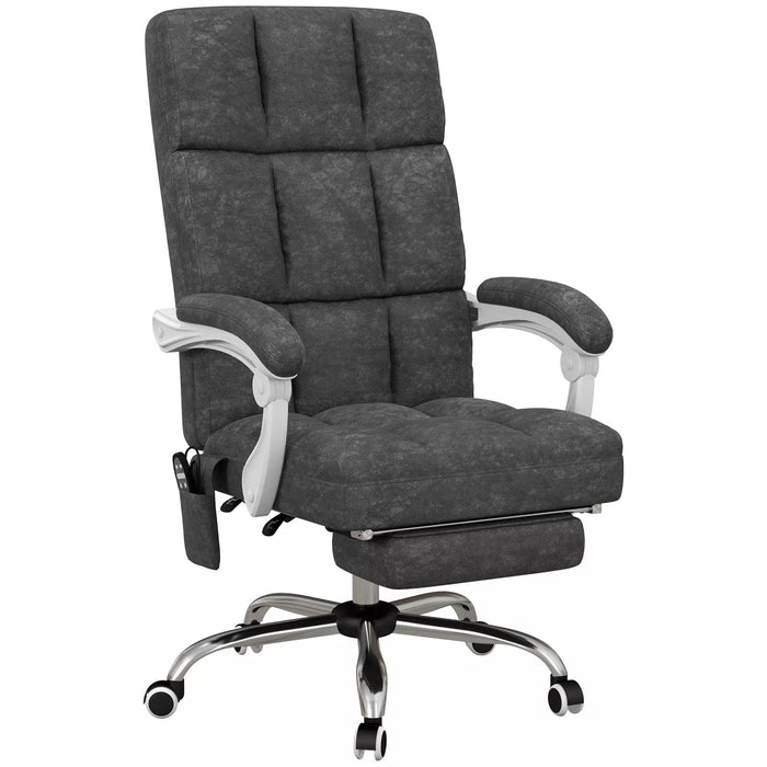 Image of a Charcoal Grey Vinsetto Heated Vibrating Massage Office Chair With Extendable Leg Rest, Padded Arms, Swivel Wheels, Reclining Backrest For Home Office or Office