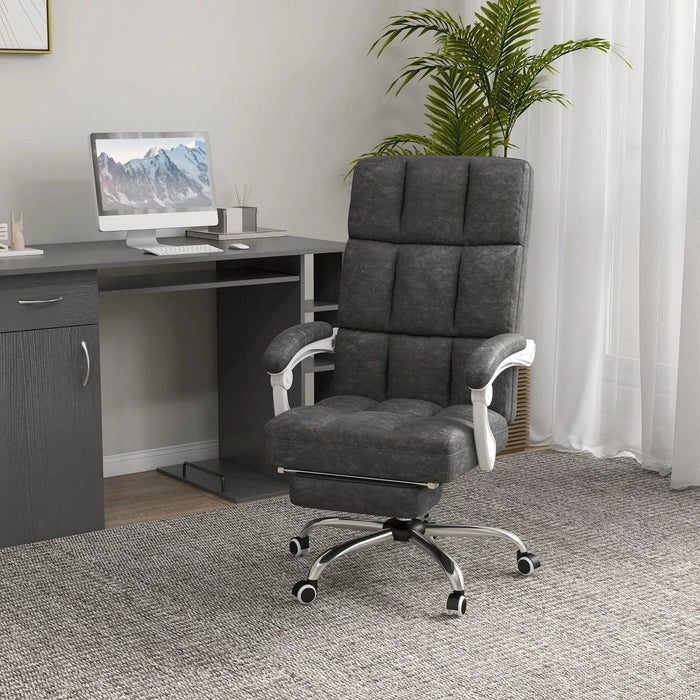 Image of a Charcoal Grey Vinsetto Heated Vibrating Massage Office Chair With Extendable Leg Rest, Padded Arms, Swivel Wheels, Reclining Backrest For Home Office or Office