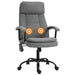 Image of a Vinsetto Massage Office Chair Upholstered in Grey Fabric With Swivel Wheels and Arm Rests.