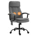 Image of a Vinsetto Massage Office Chair Upholstered in Grey Fabric With Swivel Wheels and Arm Rests.