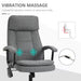 Image of a Vinsetto Massage Office Chair Upholstered in Grey Fabric With Swivel Wheels and Arm Rests.