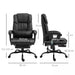 Image of a Black Leather Vinsetto Massage Office Chair With Wheels and Padded Arms Rests.